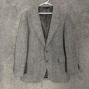 Kuppenheimer Harris Tweed Blazer Mens‎ 42 Gray Herringbone Wool Sport Coat USA